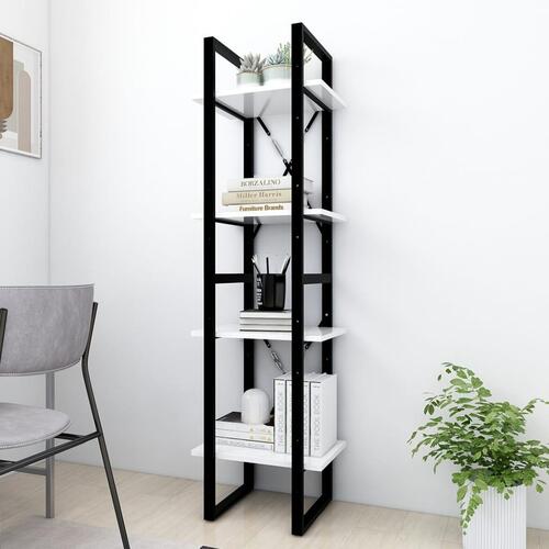 Bogreol med 4 hylder 40x30x140 cm konstrueret træ hvid