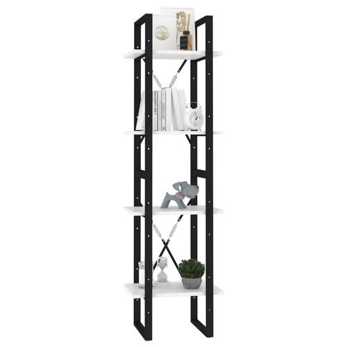 Bogreol med 4 hylder 40x30x140 cm konstrueret træ hvid