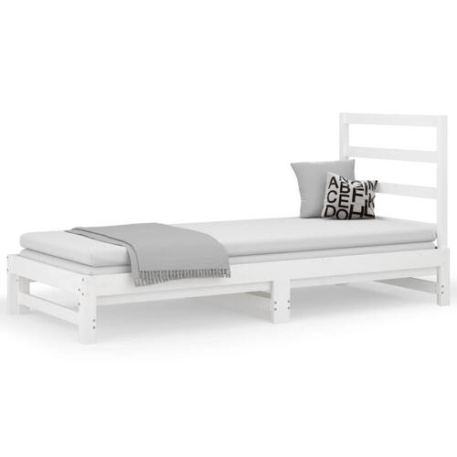 Daybed med udtræk 2x(90x200) cm massivt fyrretræ hvid