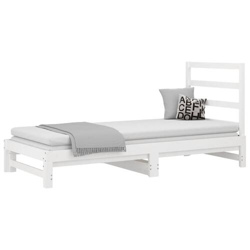 Daybed med udtræk 2x(90x200) cm massivt fyrretræ hvid