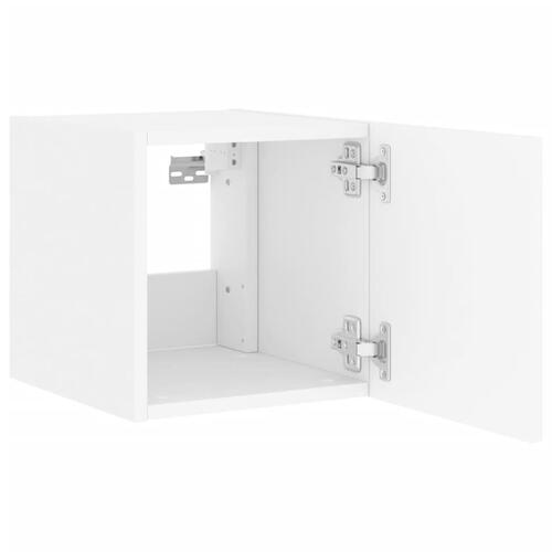 Væghængt tv-bord med LED-lys 30,5x35x30 hvid
