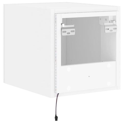 Væghængt tv-bord med LED-lys 30,5x35x30 hvid