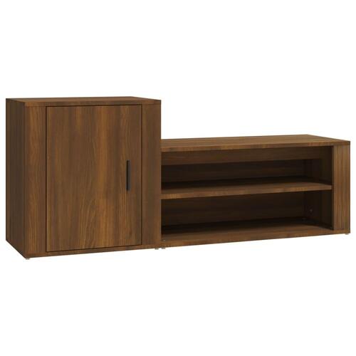 Skoskab 130x35x54 cm konstrueret træ brun egetræ