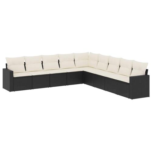 Sofasæt til haven 9 dele med hynder polyrattan sort