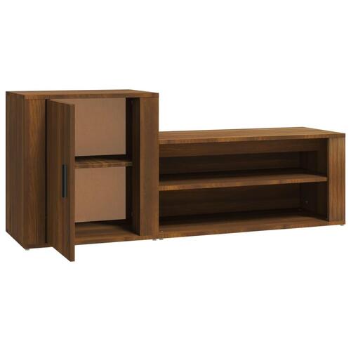 Skoskab 130x35x54 cm konstrueret træ brun egetræ
