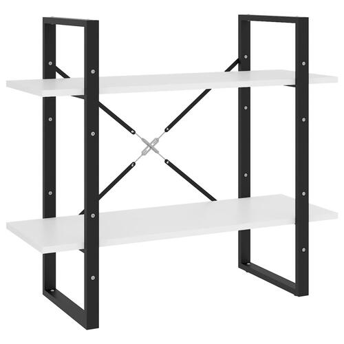 Bogreol med 2 hylder 80x30x70 cm konstrueret træ hvid
