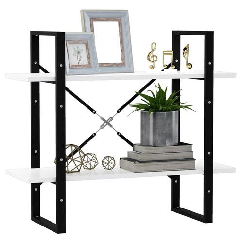 Bogreol med 2 hylder 80x30x70 cm konstrueret træ hvid