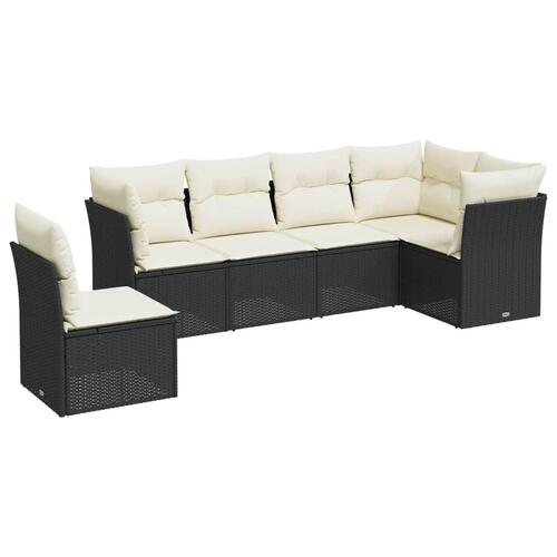 Sofasæt til haven 6 dele med hynder polyrattan sort