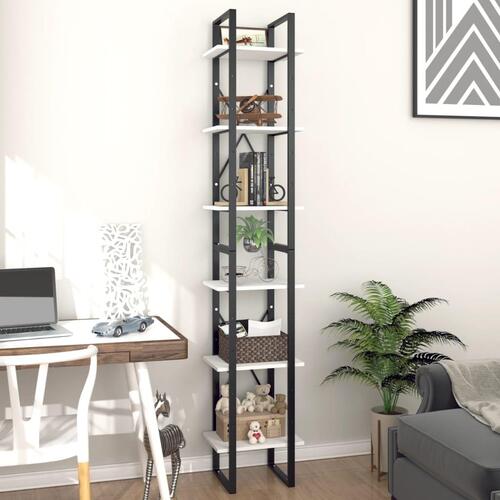 Bogreol med 6 hylder 40x30x210 cm konstrueret træ hvid