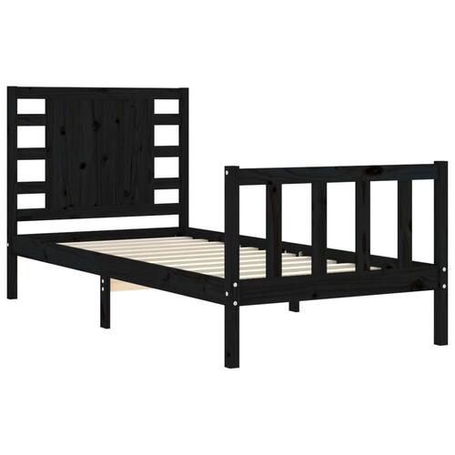 Sengeramme med sengegavl 100x200 cm massivt træ sort