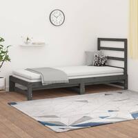 Daybed med udtræk 2x(90x200) cm massivt fyrretræ grå