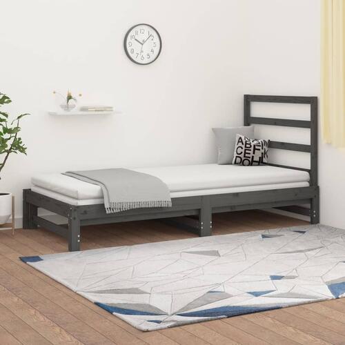 Daybed med udtræk 2x(90x200) cm massivt fyrretræ grå