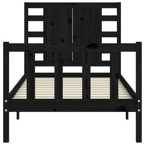 Sengeramme med sengegavl 100x200 cm massivt træ sort