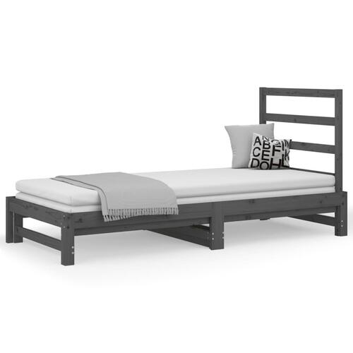 Daybed med udtræk 2x(90x200) cm massivt fyrretræ grå