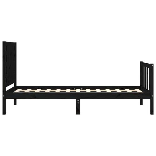 Sengeramme med sengegavl 100x200 cm massivt træ sort