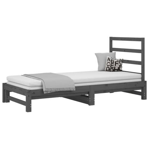 Daybed med udtræk 2x(90x200) cm massivt fyrretræ grå