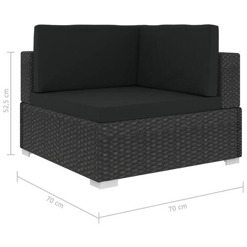 Loungesæt til haven 6 dele med hynder polyrattan sort
