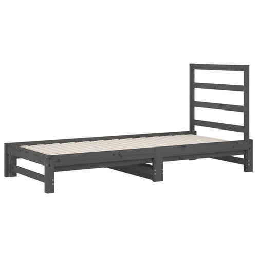 Daybed med udtræk 2x(90x200) cm massivt fyrretræ grå