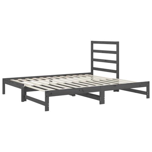 Daybed med udtræk 2x(90x200) cm massivt fyrretræ grå