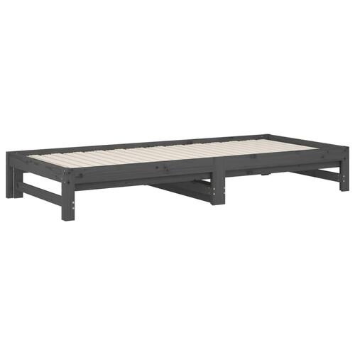 Daybed med udtræk 2x(90x200) cm massivt fyrretræ grå