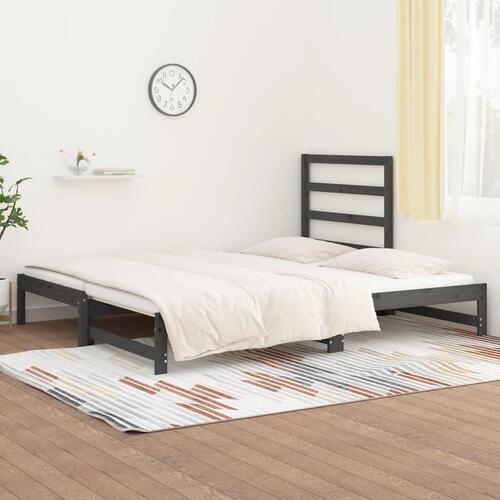 Daybed med udtræk 2x(90x200) cm massivt fyrretræ grå
