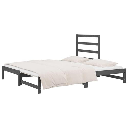 Daybed med udtræk 2x(90x200) cm massivt fyrretræ grå