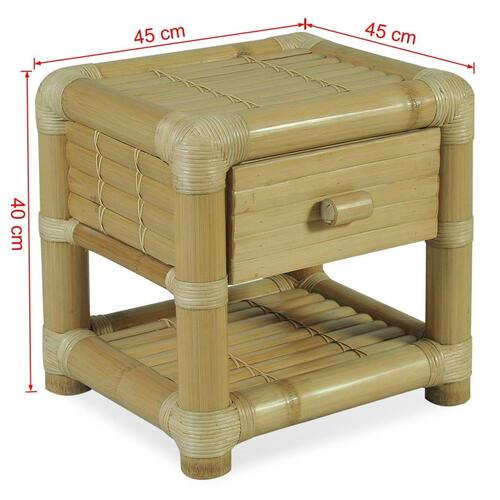 Sengebord 45x45x40 cm bambus naturfarvet