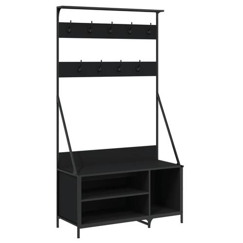 Tøjstativ med skoopbevaring 100x41x184 cm sort