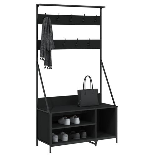 Tøjstativ med skoopbevaring 100x41x184 cm sort