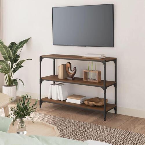 Bogreol 100x33x70,5 cm konstrueret træ og stål brunt egetræ