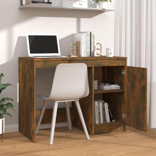 Skrivebord 100x50x76 cm konstrueret træ røget egetræsfarve
