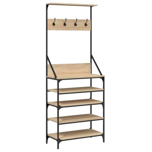 Tøjstativ med skoopbevaring 70x34x184 cm sonoma-eg