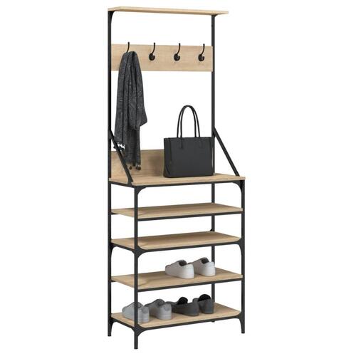 Tøjstativ med skoopbevaring 70x34x184 cm sonoma-eg