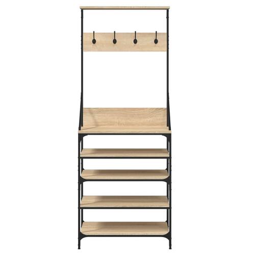 Tøjstativ med skoopbevaring 70x34x184 cm sonoma-eg