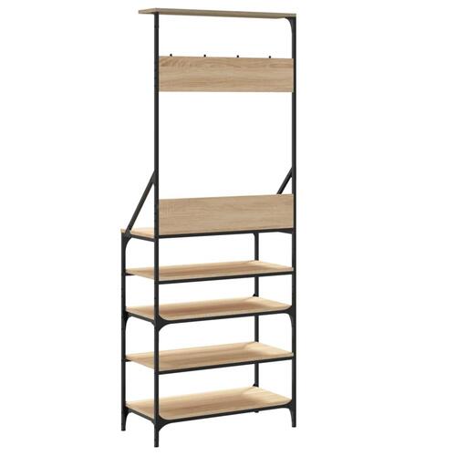 Tøjstativ med skoopbevaring 70x34x184 cm sonoma-eg