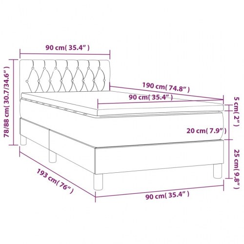 Kontinentalseng med madras 90×190 cm - stof, sort