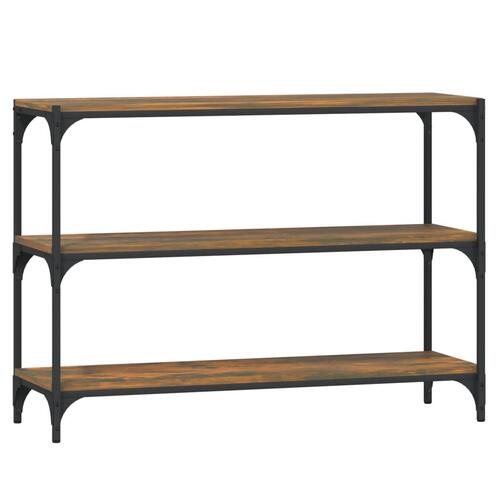 Bogreol 100x33x70,5 cm konstrueret træ og stål røget egetræ