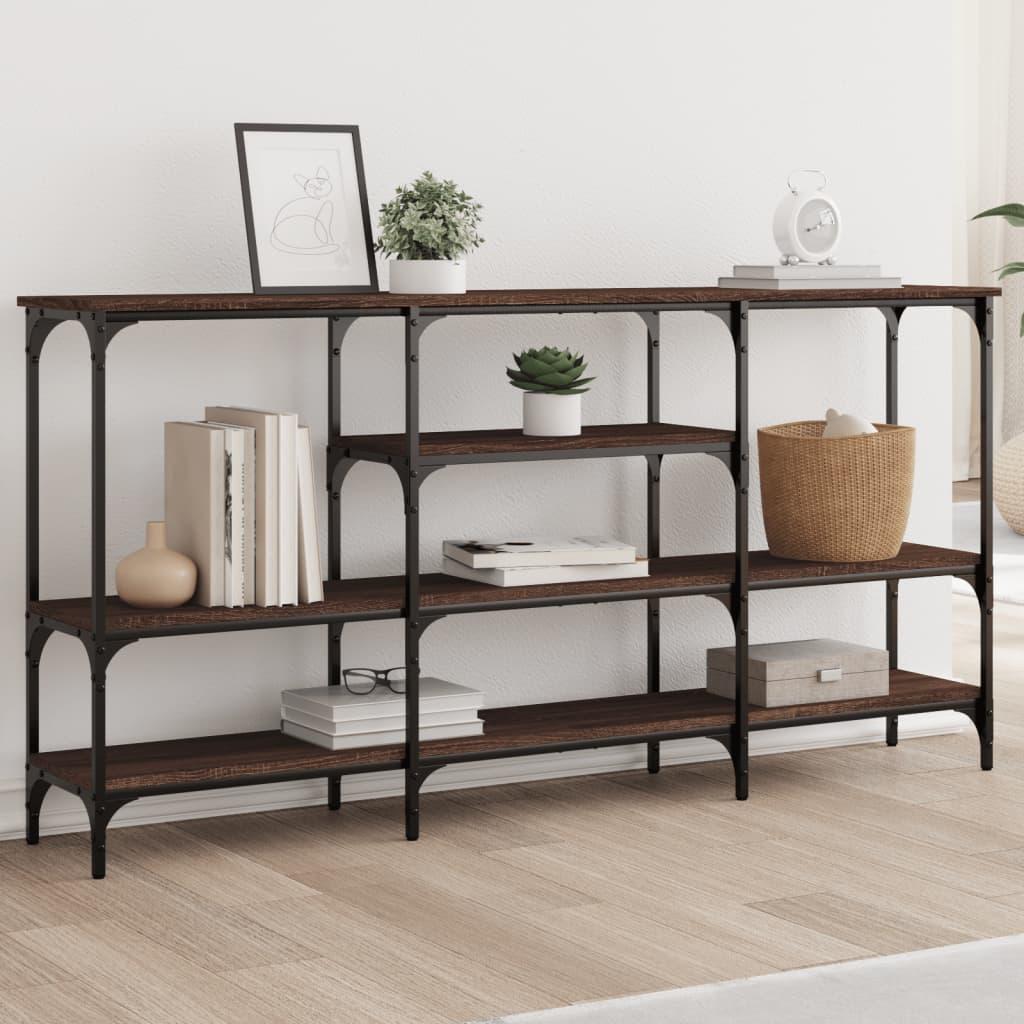 Konsolbord 160x28x80 cm konstrueret træ brun egetræsfarve