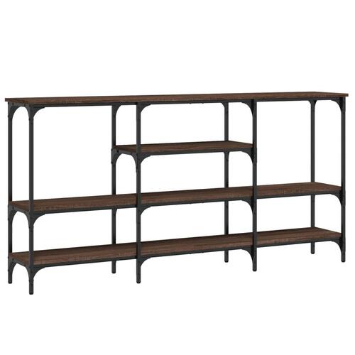 Konsolbord 160x28x80 cm konstrueret træ brun egetræsfarve