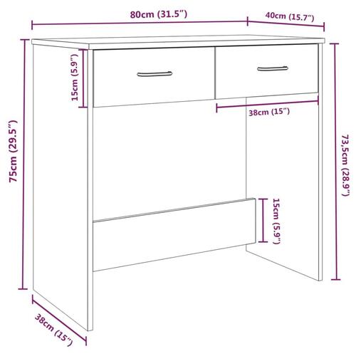 Skrivebord 80x40x75 cm konstrueret træ grå sonoma-eg
