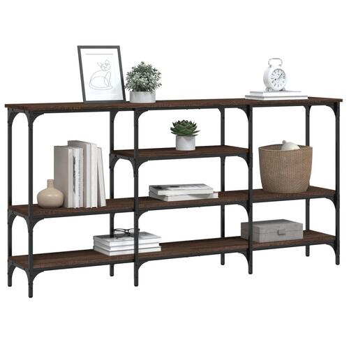 Konsolbord 160x28x80 cm konstrueret træ brun egetræsfarve