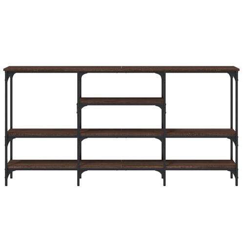Konsolbord 160x28x80 cm konstrueret træ brun egetræsfarve