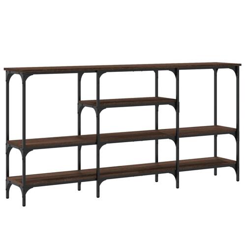 Konsolbord 160x28x80 cm konstrueret træ brun egetræsfarve