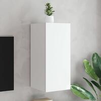 Væghængt tv-bord med LED-lys 30,5x35x70 hvid