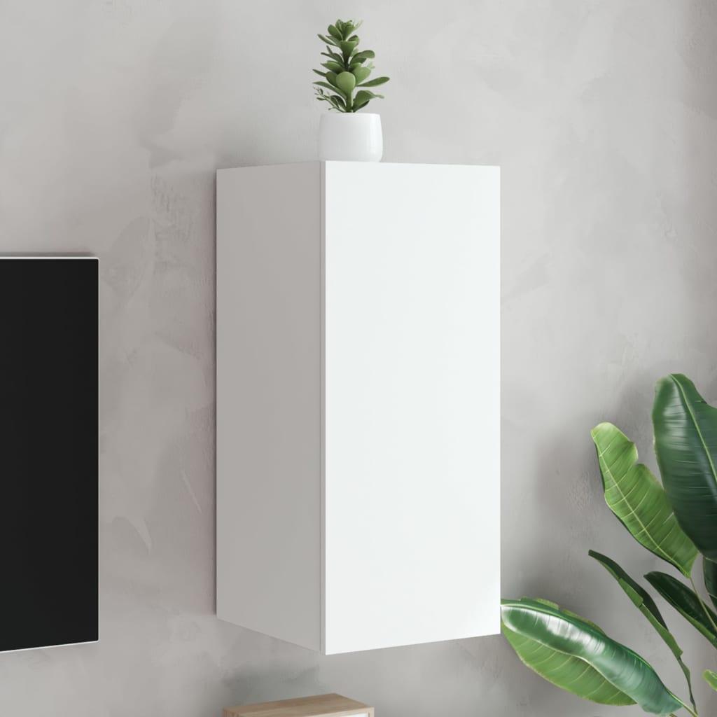 Væghængt tv-bord med LED-lys 30,5x35x70 hvid