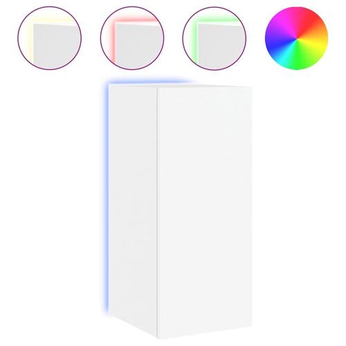 Væghængt tv-bord med LED-lys 30,5x35x70 hvid