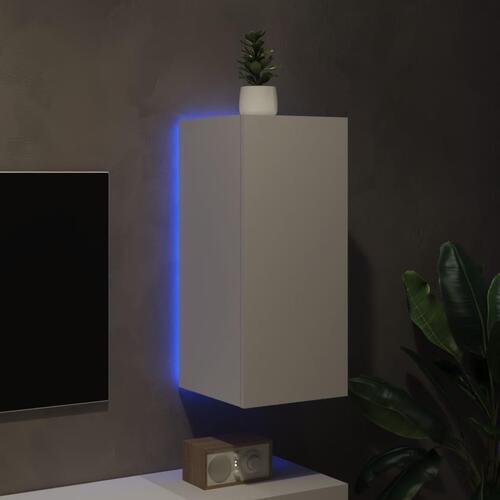 Væghængt tv-bord med LED-lys 30,5x35x70 hvid