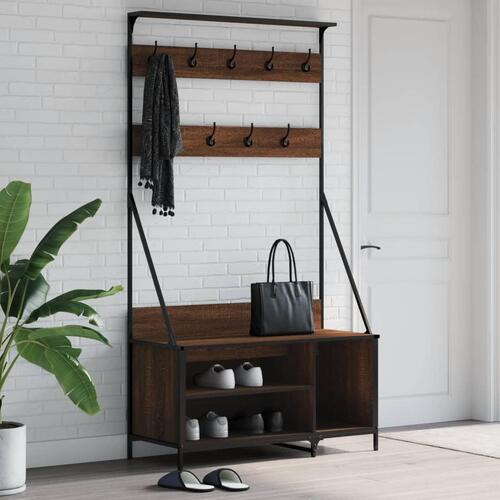 Tøjstativ med skoopbevaring 100x41x184 cm brun egetræsfarve