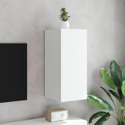 Væghængt tv-bord med LED-lys 30,5x35x70 hvid