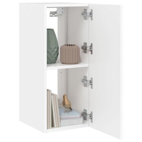 Væghængt tv-bord med LED-lys 30,5x35x70 hvid